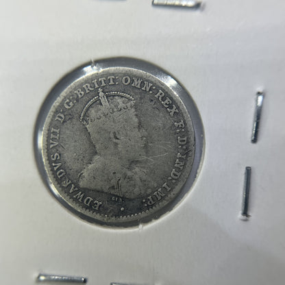 1910 Threepence Coin - Very Fine - Edward VII Silver Predecimal First Year