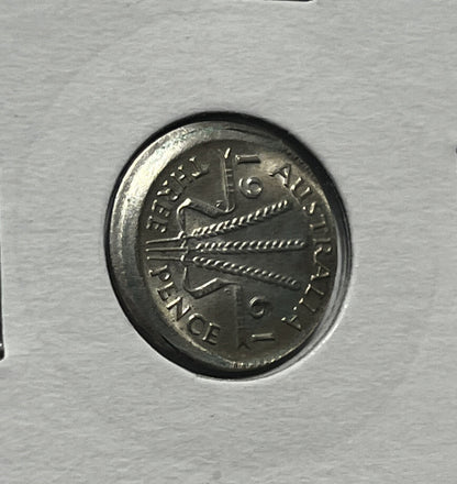 1961 Threepence Error Coin - Large Broadstrike Choice Uncirculated - Silver