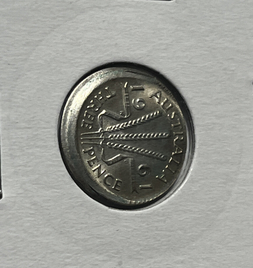 1961 Threepence Error Coin - Large Broadstrike Choice Uncirculated - Silver