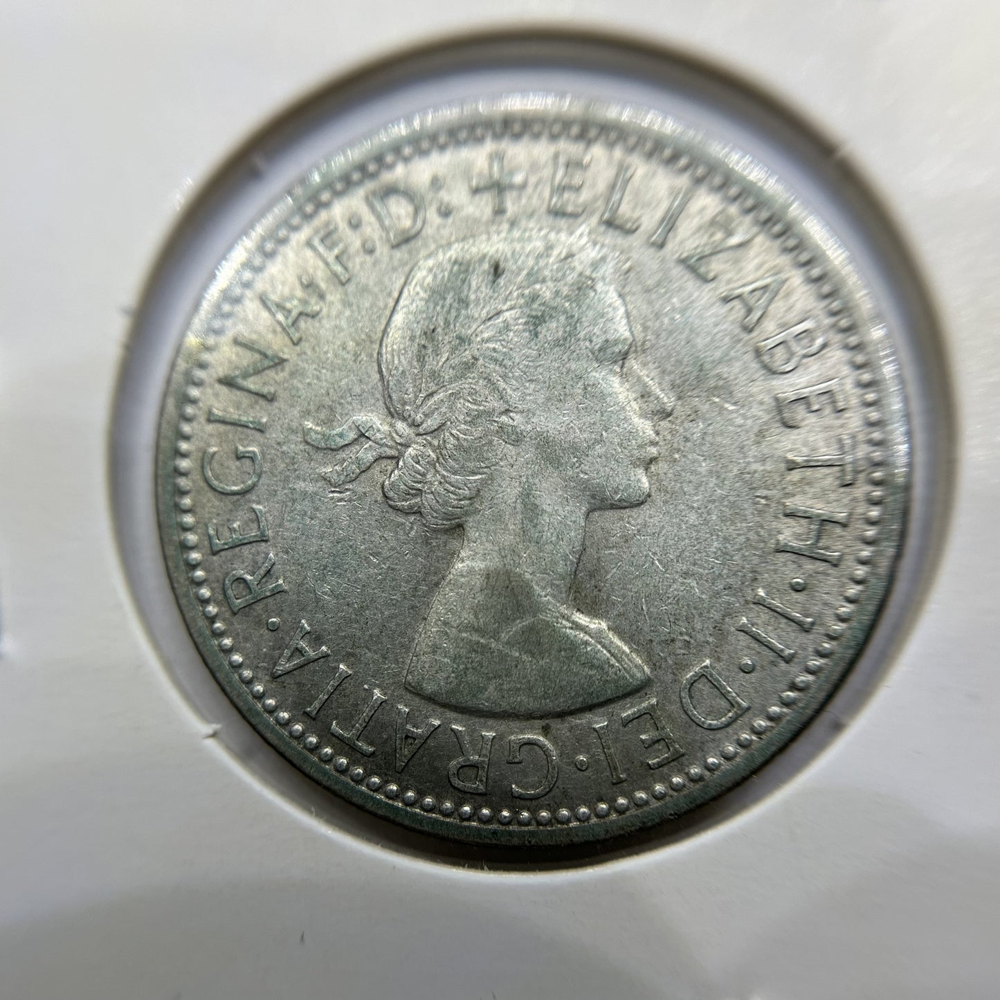 1960 Florin Error Coin - Die Fill on Australia Rev - Silver Elizabeth II
