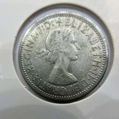 1960 Florin Error Coin - Die Fill on Australia Rev - Silver Elizabeth II