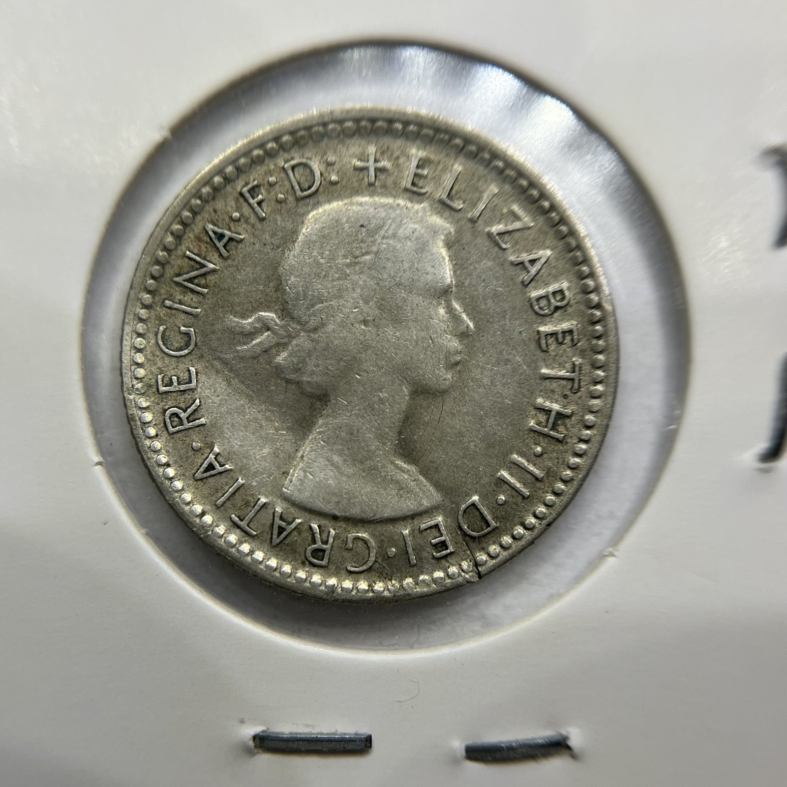 1957 Sixpence Error Coin - Planchet Flaw Peeling - Scarce Elizabeth II Silver
