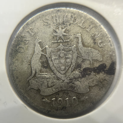 1910 Shilling Coin - Very Good - Edward VII Silver Predecimal First Year Issue