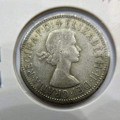 1956 Florin Error Coin - Clipped Planchet Rim Bite - Silver Elizabeth II