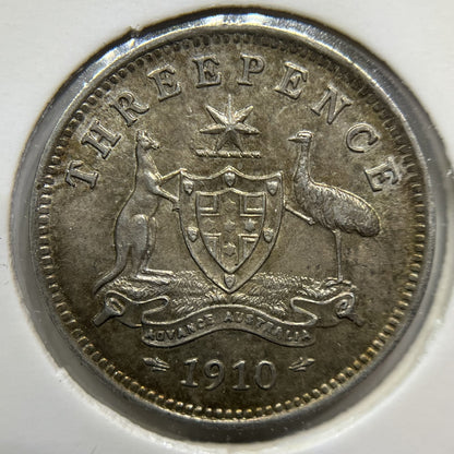 1910 Threepence Coin - Extremely Fine - Silver Edward VI