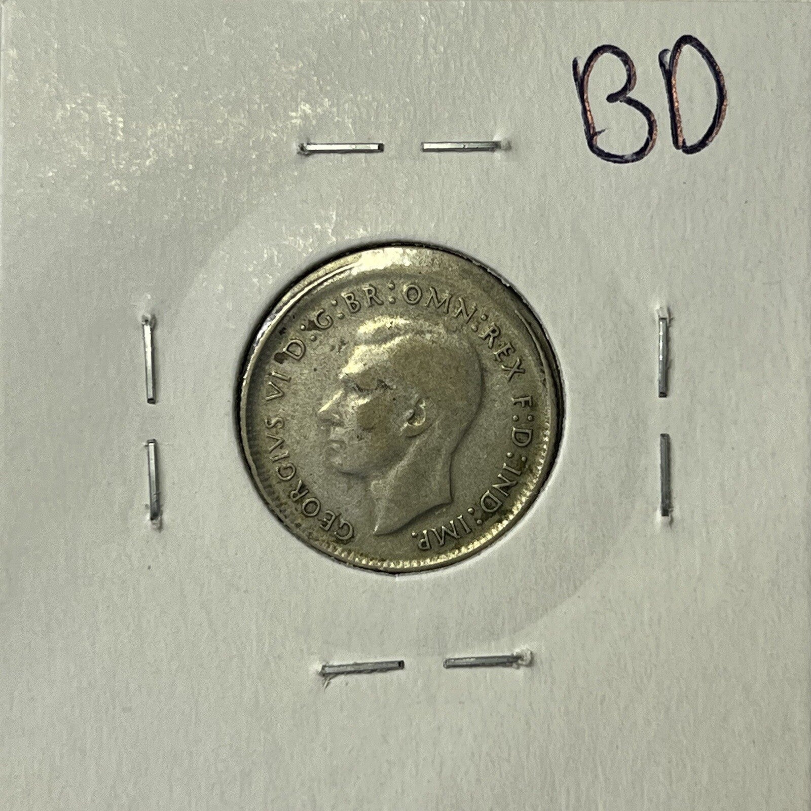 1948 Sixpence Coin - BroadStrike Misstrike Error - Silver Scarce Collar