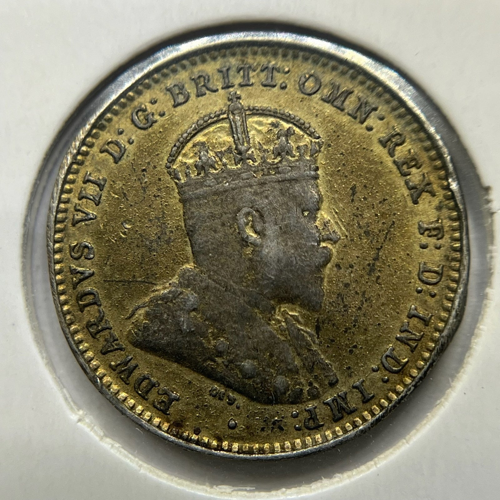 1910 Threepence Coin - good Very Fine - Edward VII Silver Predecimal First Year