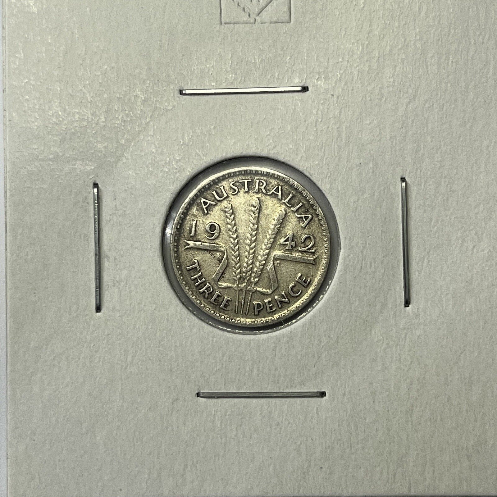 1942 m Threepence Coin - Fine - Key Date Low Mintage George VI Australian
