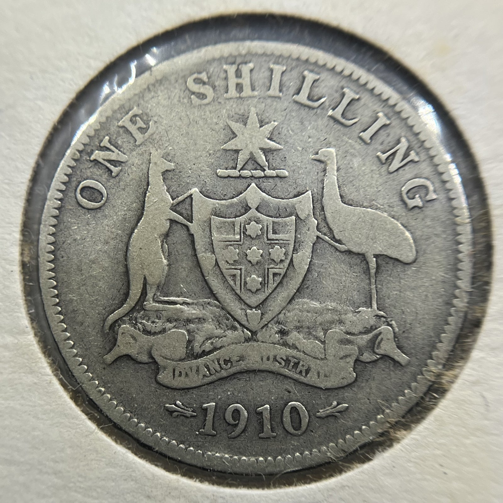 1910 Shilling Coin - almost Fine - Edward VII Silver Predecimal First Year