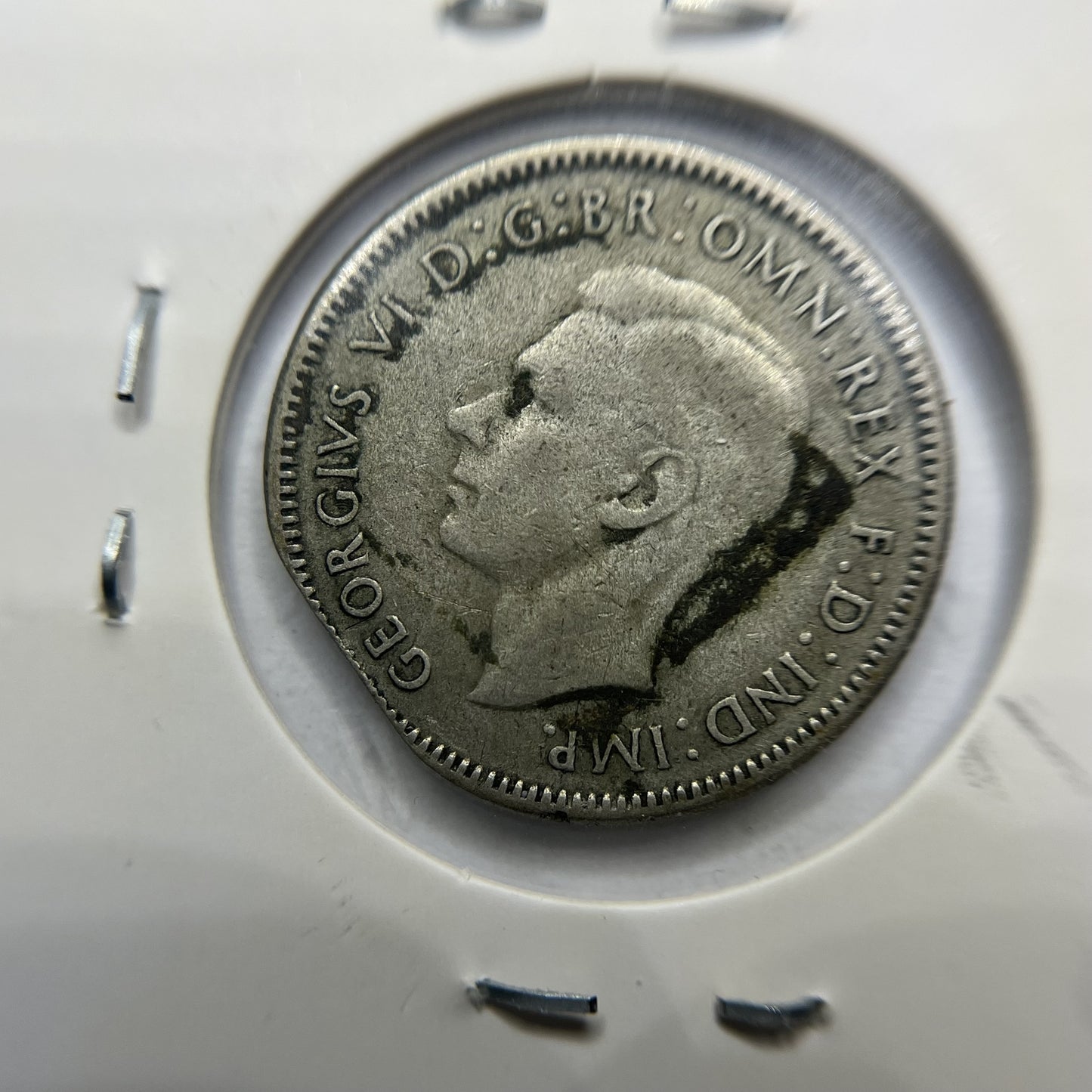 1946 Shilling Error Coin - Straight Clipped Planchet - Silver George VI