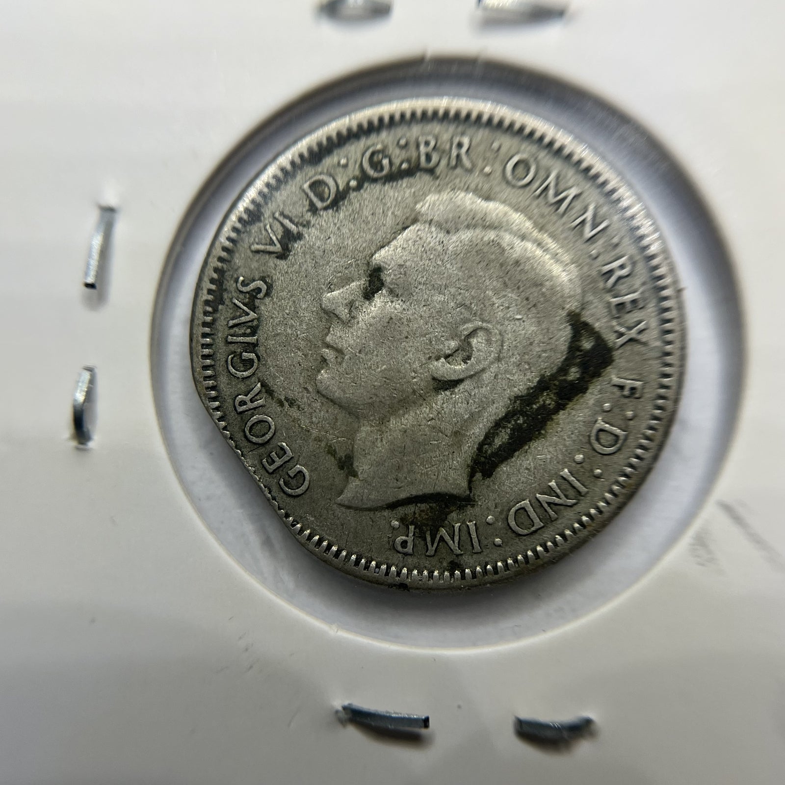 1946 Shilling Error Coin - Straight Clipped Planchet - Silver George VI