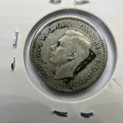 1946 Shilling Error Coin - Straight Clipped Planchet - Silver George VI