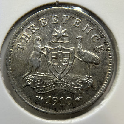 1910 Threepence Coin - Extremely Fine - Silver Edward VI