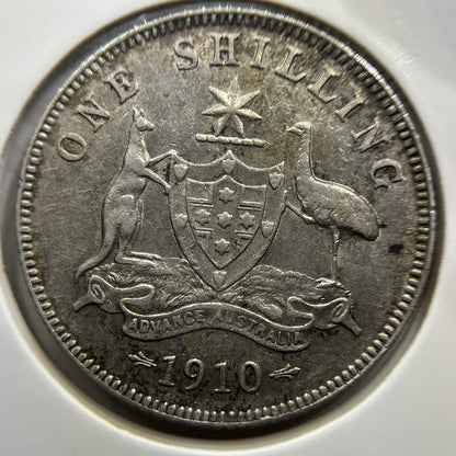 1910 Shilling Coin - almost Extremely Fine - Edward VII Silver First Year
