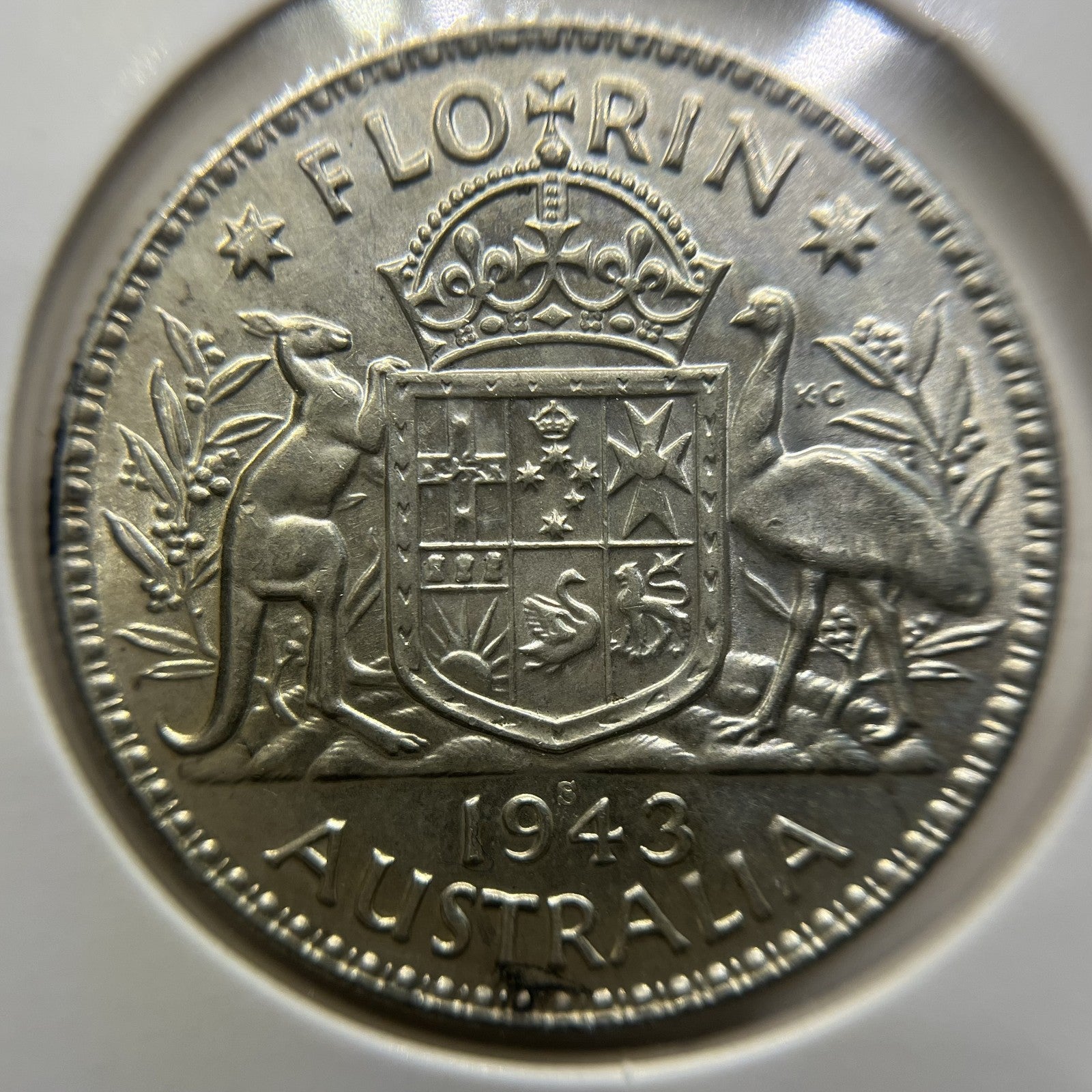 1943 s Florin Coin - about Uncirculated - George VI Silver