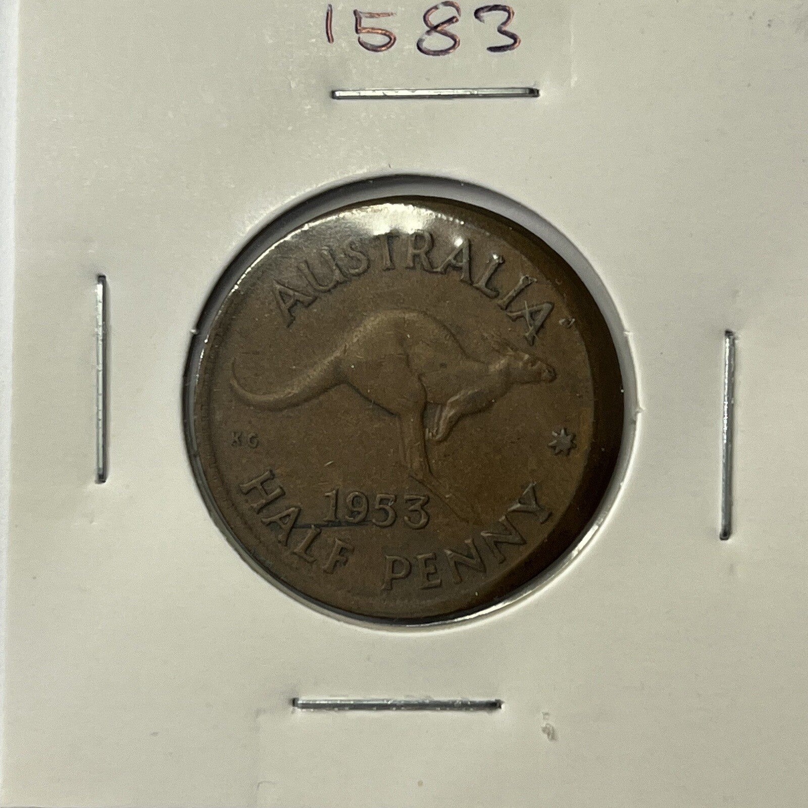 1953 Half Penny Coin - BroadStrike Misstrike Error Lip Scarce Predecimal Collar