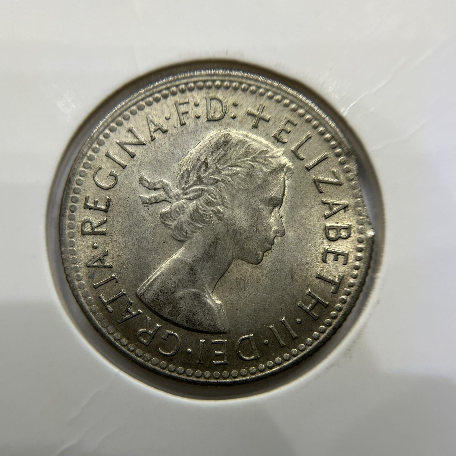 1960 Shilling Error Coin - Clipped Planchet Rim Bite - Silver Elizabeth II
