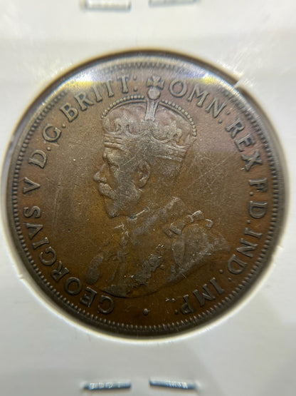 1918 Penny Coin - Fine - 1d George V Predecimal Australia