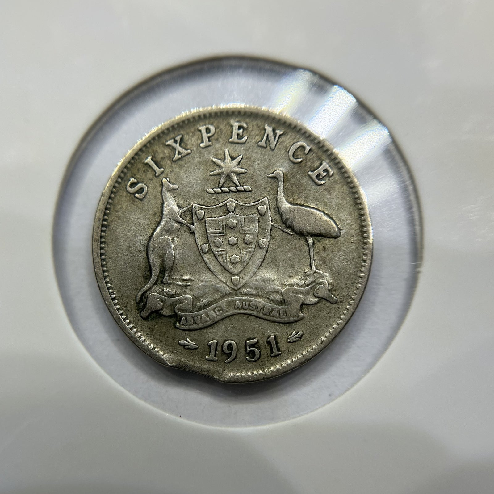 1951 Sixpence Error Coin - Clipped Planchet Rim Bite - Silver George VI