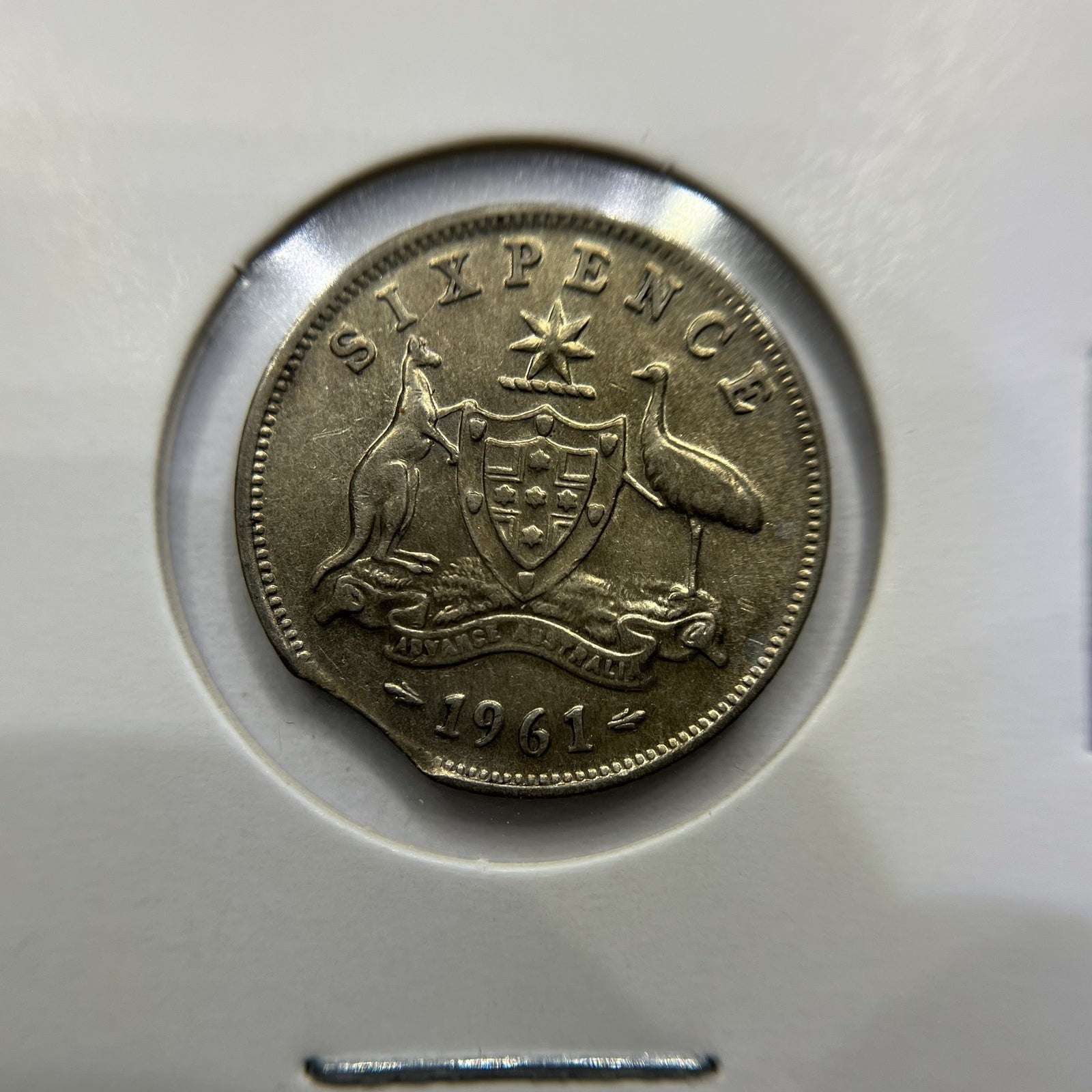 1961 Sixpence Error Coin - Clipped Planchet Rim Bite - Silver Elizabeth II