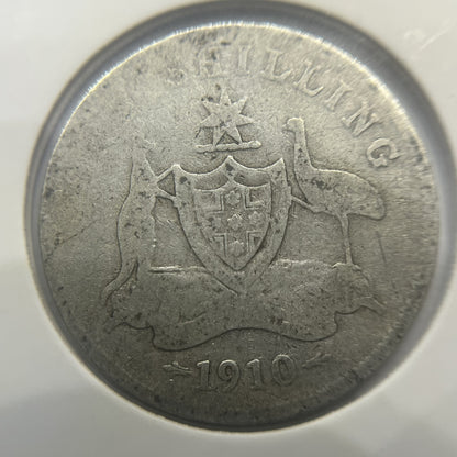 1910 Shilling Coin - Very Good - Edward VII Silver Predecimal First Year Issue