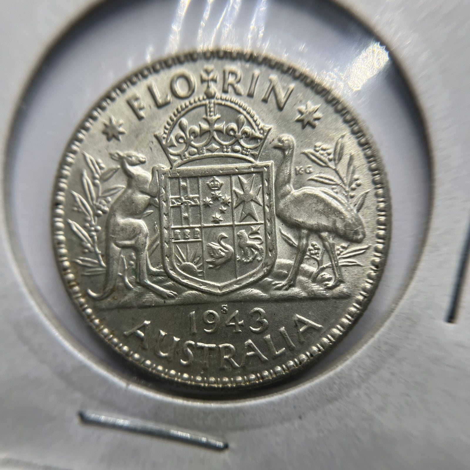 1943 s Florin Coin - Extremely Fine or better - George VI Silver Predecimal