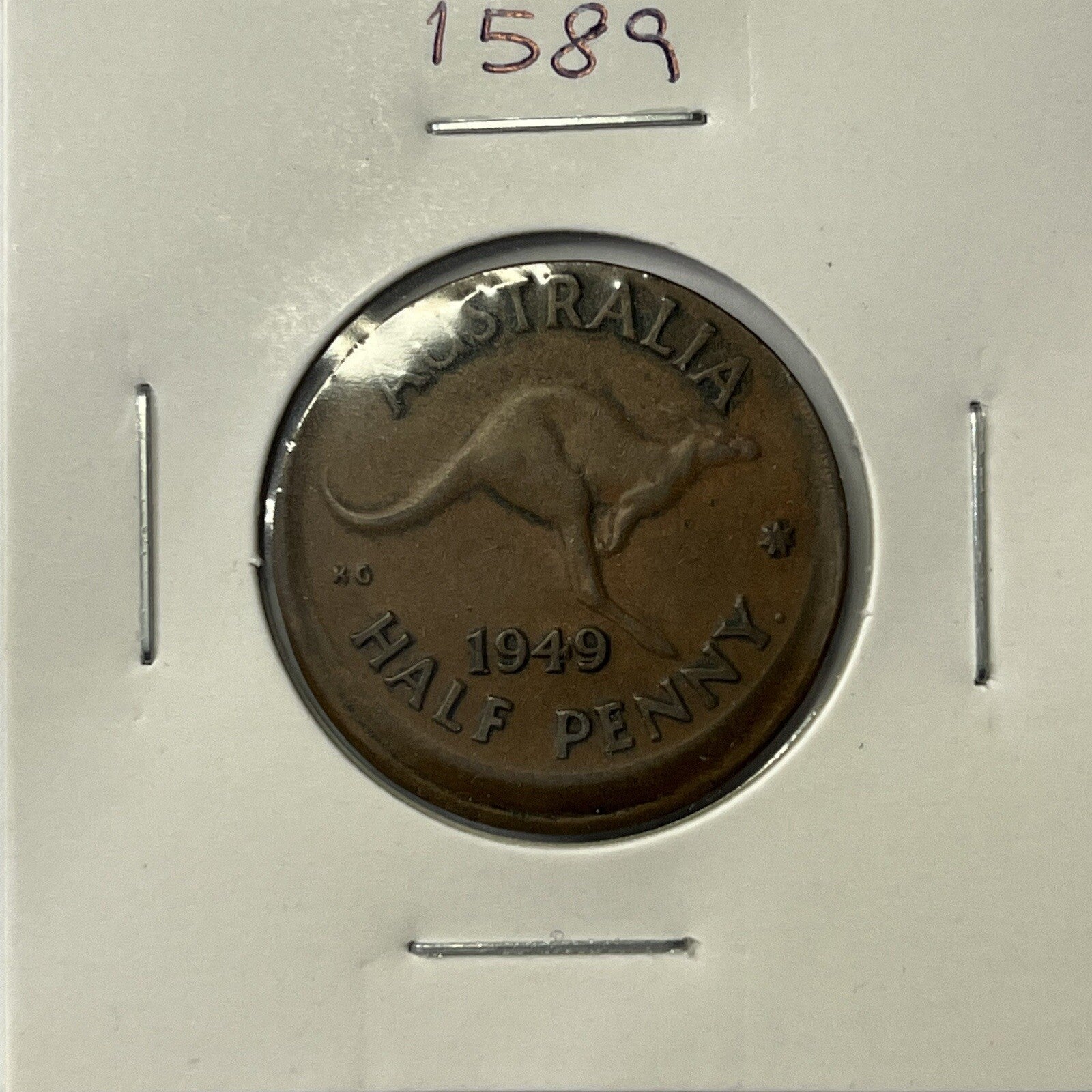 1949 Half Penny Coin - Off Centre Misstrike Error Lip - Scarce Predecimal Collar