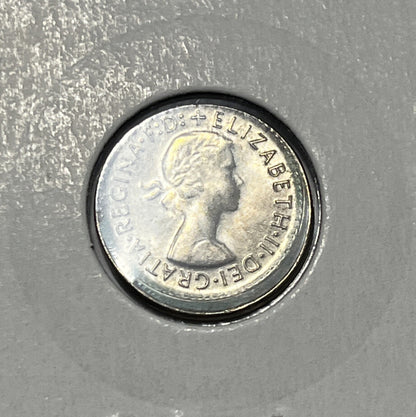 1961 Threepence Error Coin - Large Broadstrike Choice Uncirculated - Silver