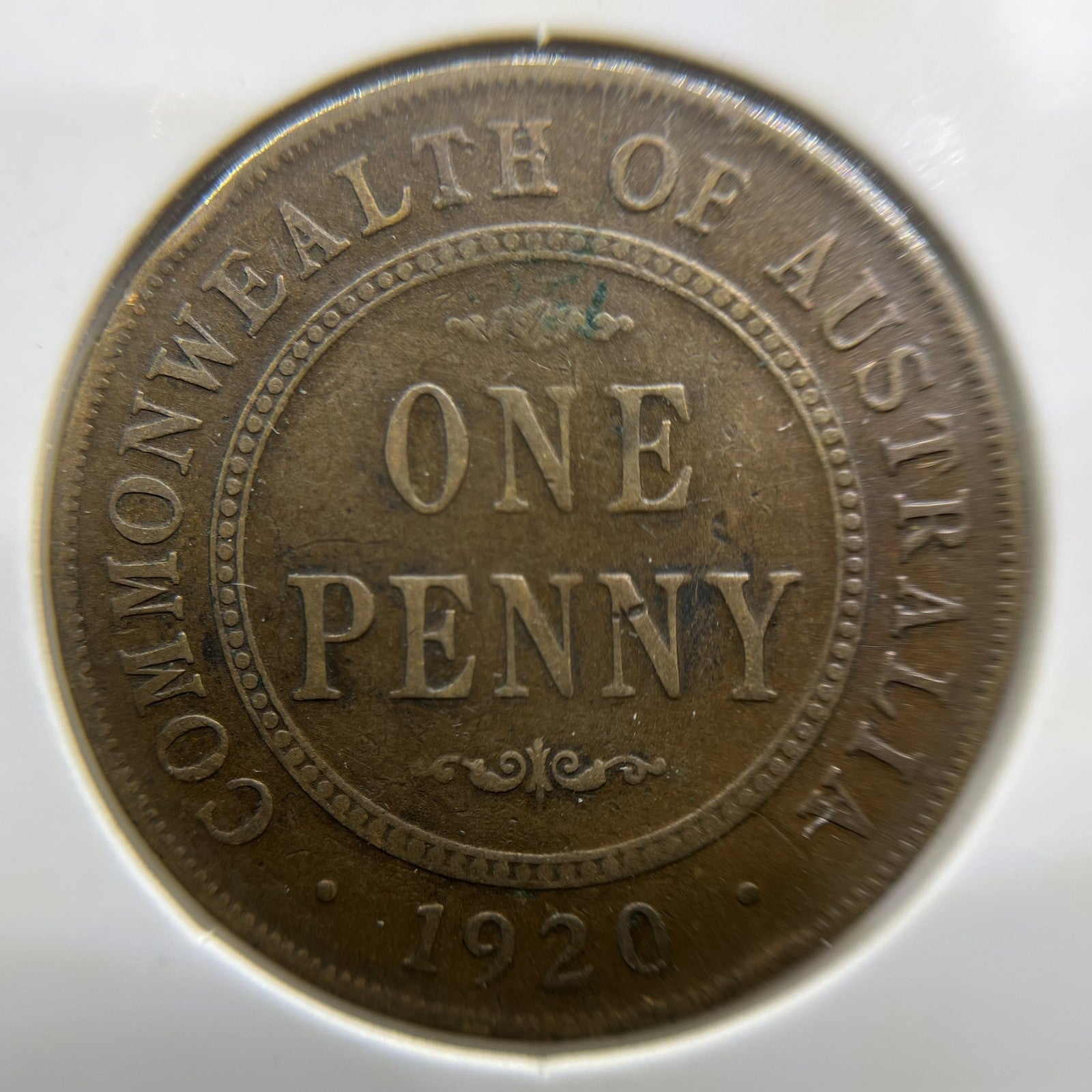 1920 Penny Error Coin - Planchet Pleel Obv Fine - George V