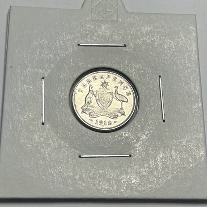 1918 Threepence Coin - Choice Uncirculated - Silver Predecimal - High Grade