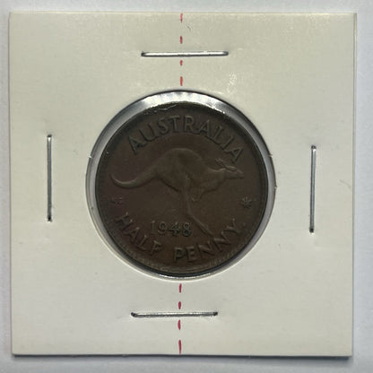 1948 Half Penny Coin - Rotation Upset Error Variety - Scarce Predecimal