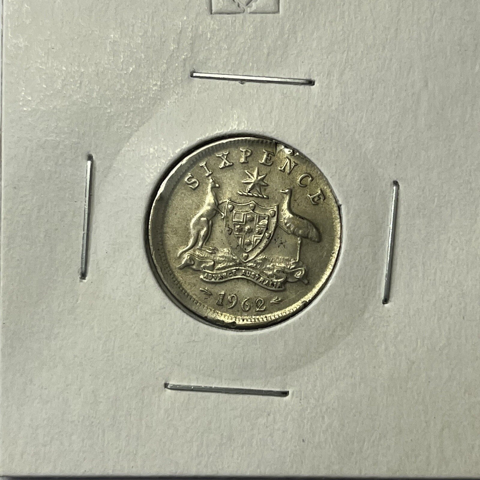 1962 Sixpence Coin - BroadStrike Misstrike Error - Silver Scarce Collar