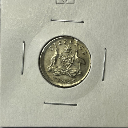 1962 Sixpence Coin - BroadStrike Misstrike Error - Silver Scarce Collar