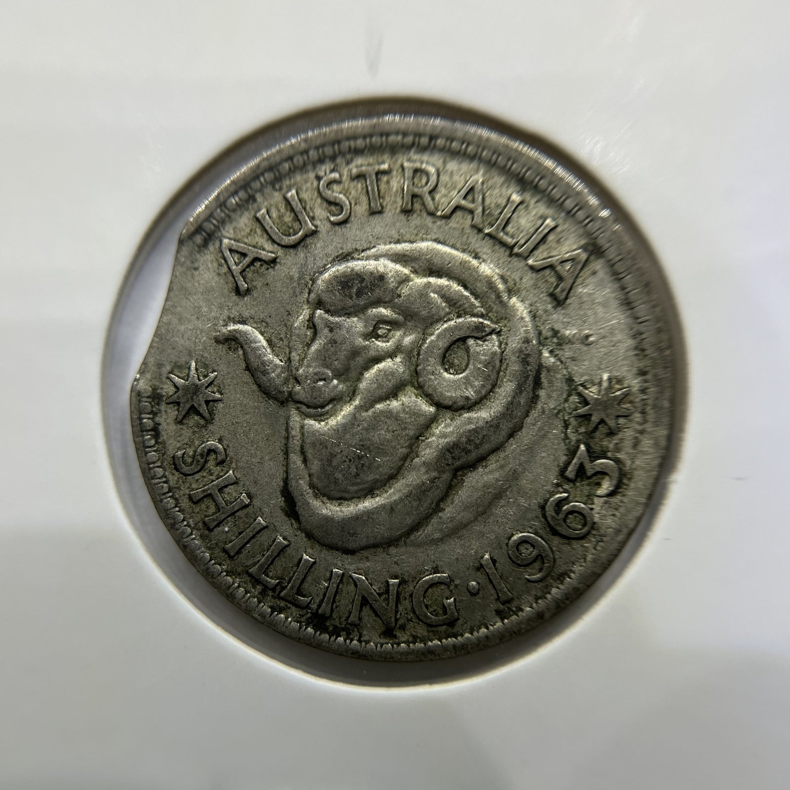 1963 Shilling Error Coin - Clipped Planchet Rim Bite - Silver Elizabeth II