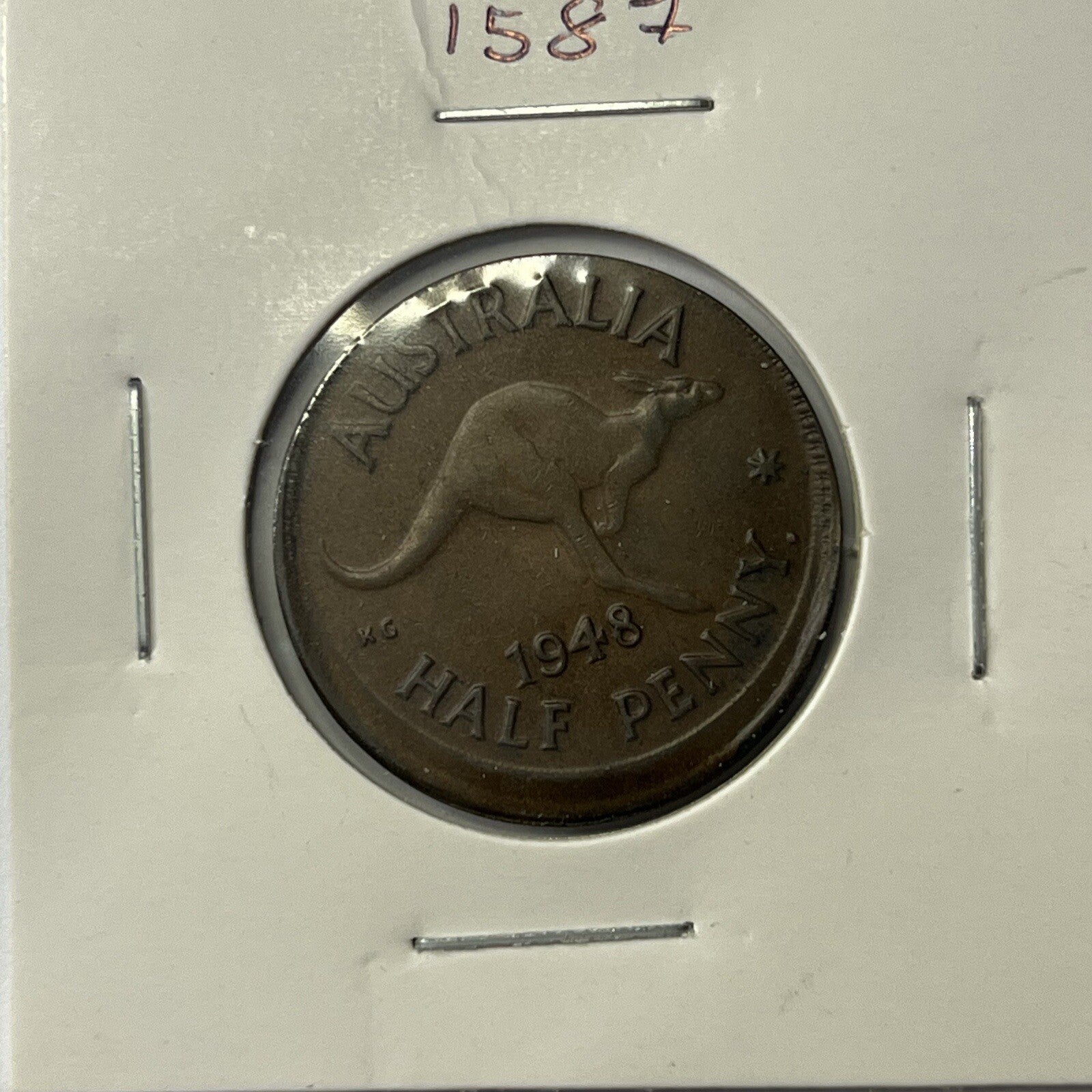 1948 Half Penny Coin - Off Centre Misstrike Error Lip - Scarce Predecimal Collar