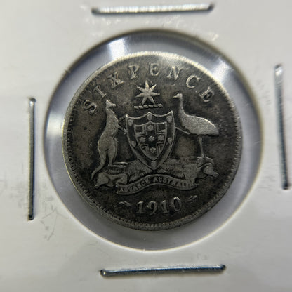 1910 Sixpence Coin - Very Fine - Edward VII Silver Predecimal