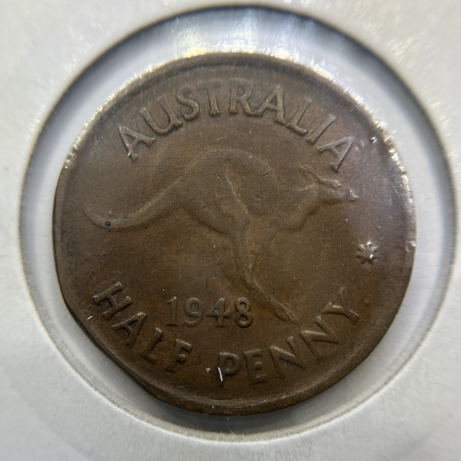 1948 Half Penny Error Coin - Straight Clip VF - George VI Predecimal