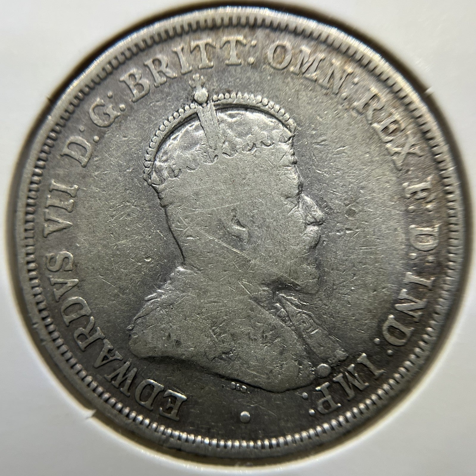 1910 Florin Coin - almost Very Fine - Edward VII Silver Predecimal First Year