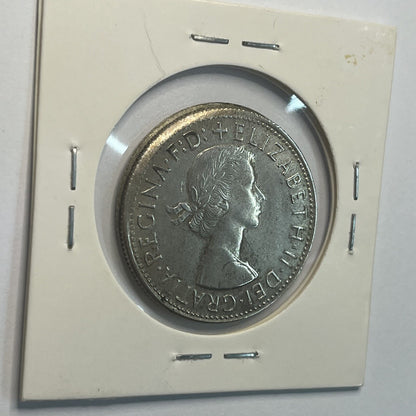 1963 Florin Coin - Off Centre Misstrike Error LIP - Scarce Predecimal Collar