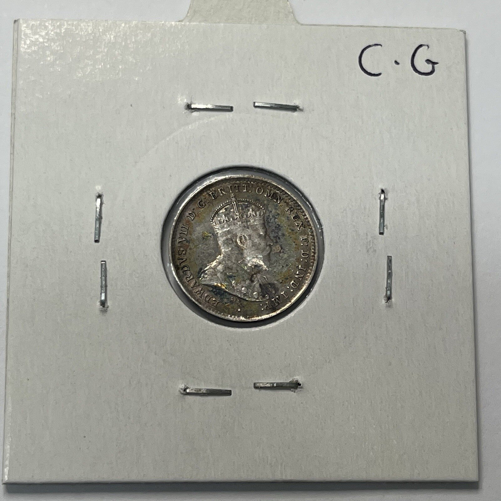 1910 Threepence Coin - almost Extremely Fine aEF - Predecimal Toned Edward II