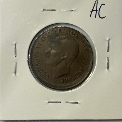 1948 Half Penny Coin - Off Centre Misstrike Error Lip - Scarce Predecimal Collar