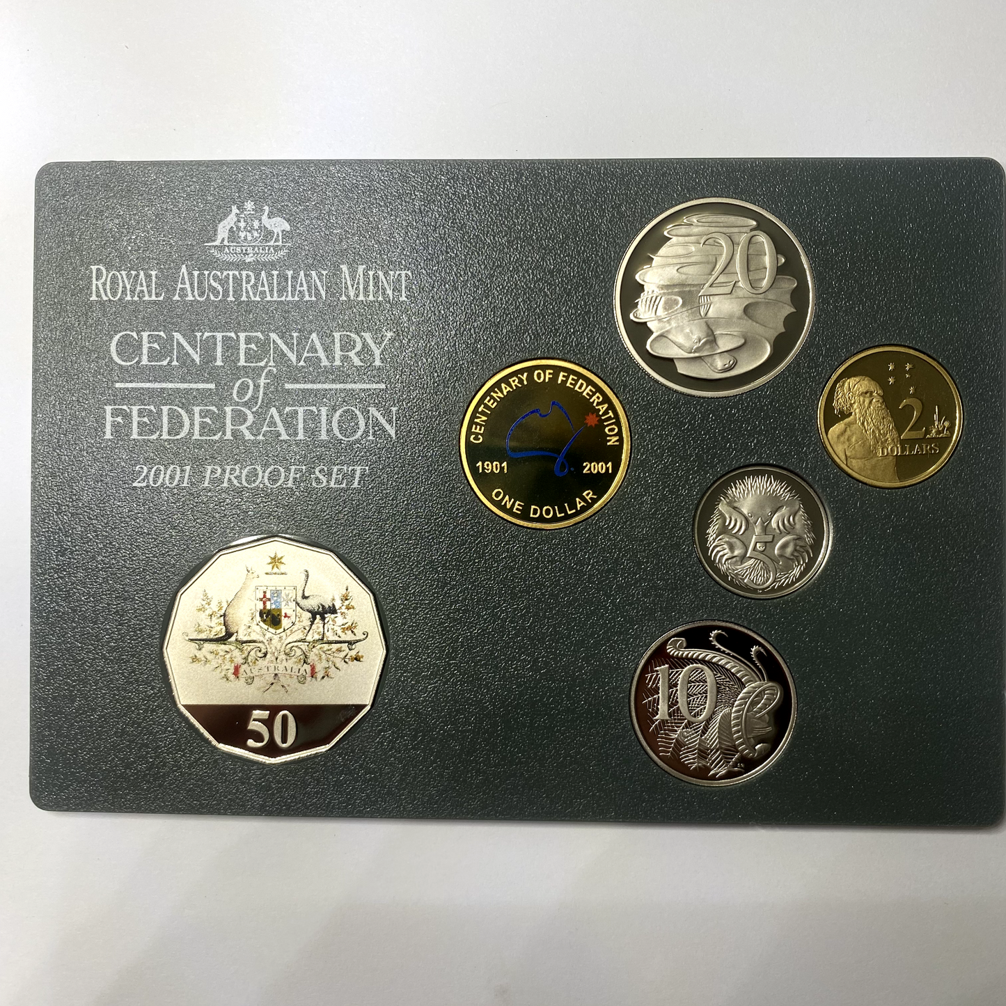 2001 Federation Proof One 1 Dollar Coin - Coloured Ex Proof Set - Scarce
