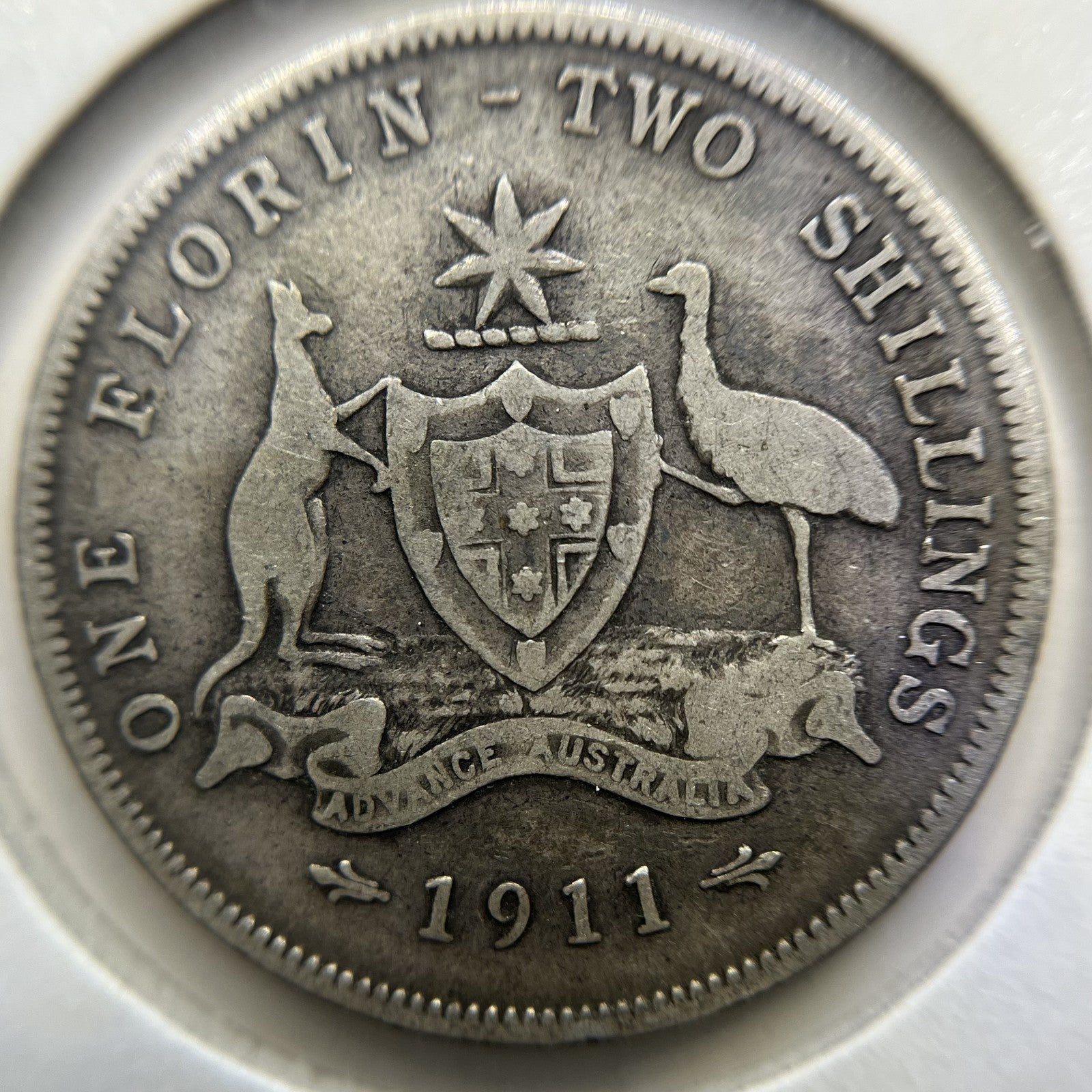 1911 Florin Coin - Very Good + - Scarce Date George V Silver Predecimal