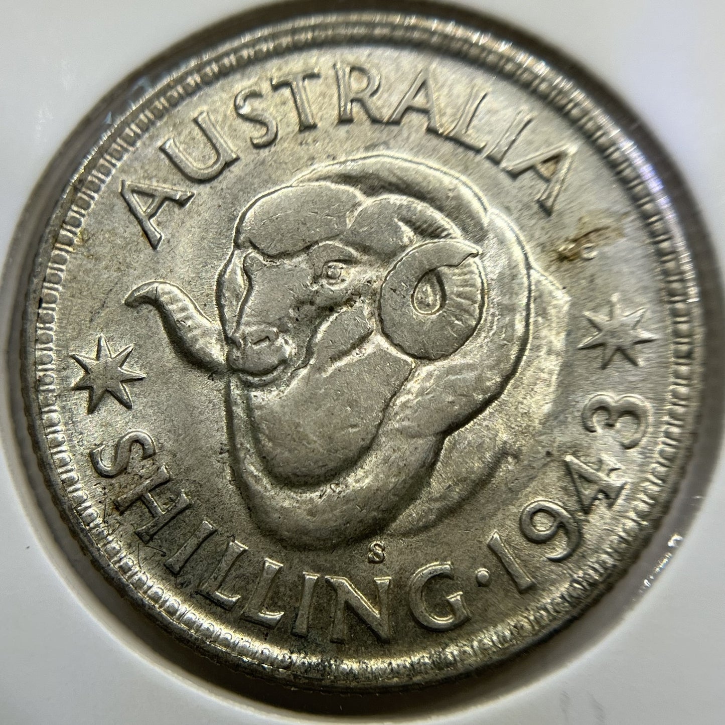 1943 s Shilling Coin - Uncirculated Lustre - George V Silver Predecimal