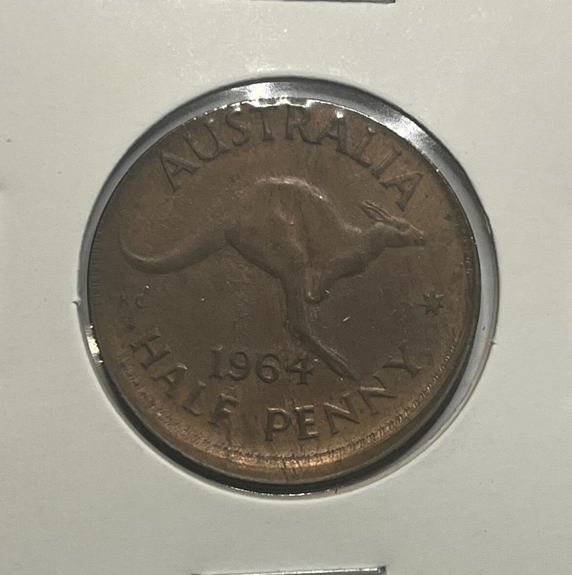1964 Half Penny Coin - Off Centre Misstrike Error Lip - Scarce Predecimal Collar