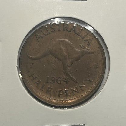 1964 Half Penny Coin - Off Centre Misstrike Error Lip - Scarce Predecimal Collar