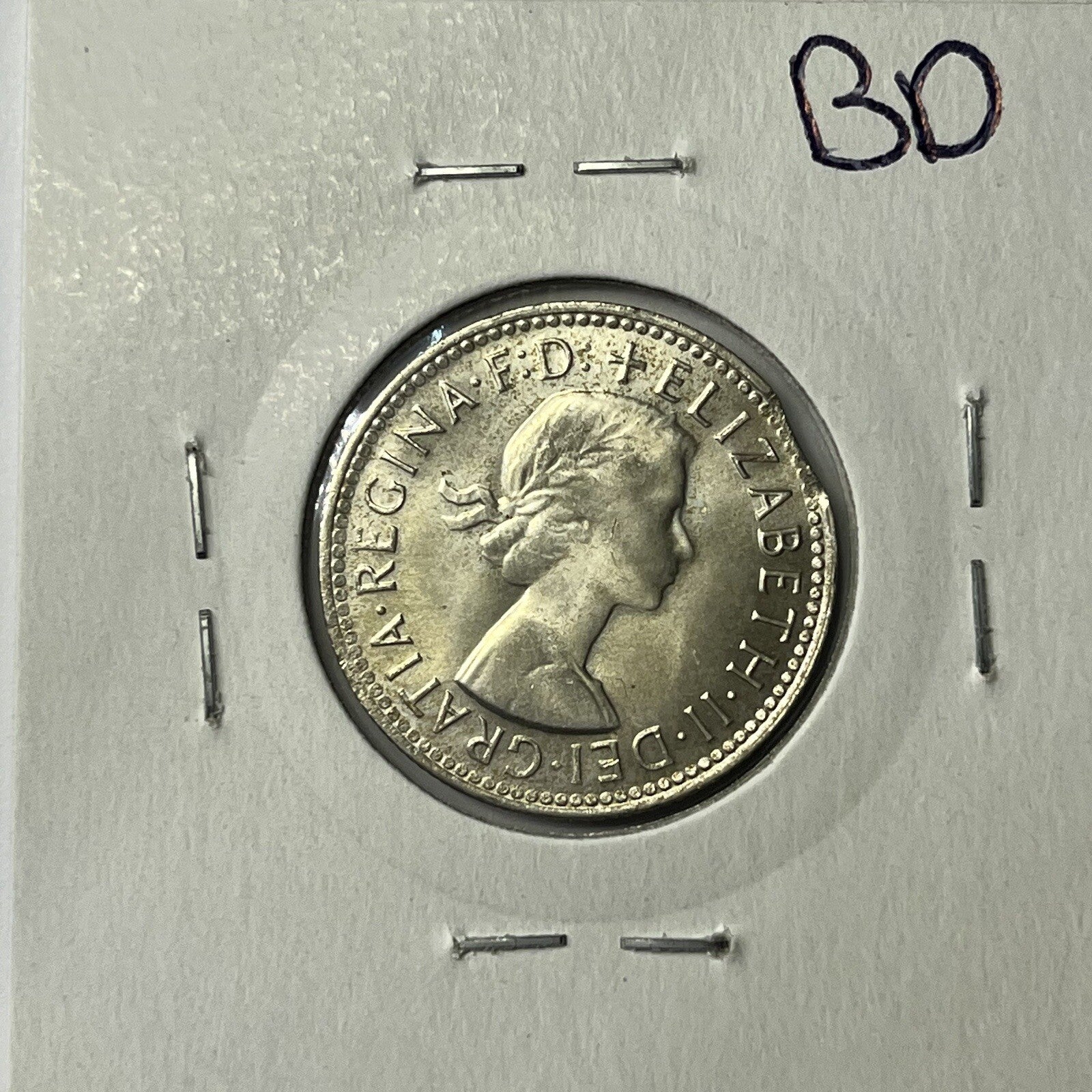 1963 Shilling Coin UNC - Clipped Planchet Rim Bite Error- Silver Predecimal Clip