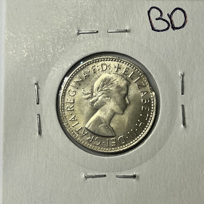 1963 Shilling Coin UNC - Clipped Planchet Rim Bite Error- Silver Predecimal Clip
