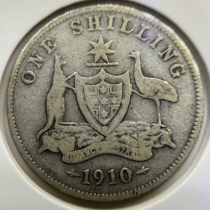 1910 Shilling Coin - Very Good - Edward VII Silver First Year