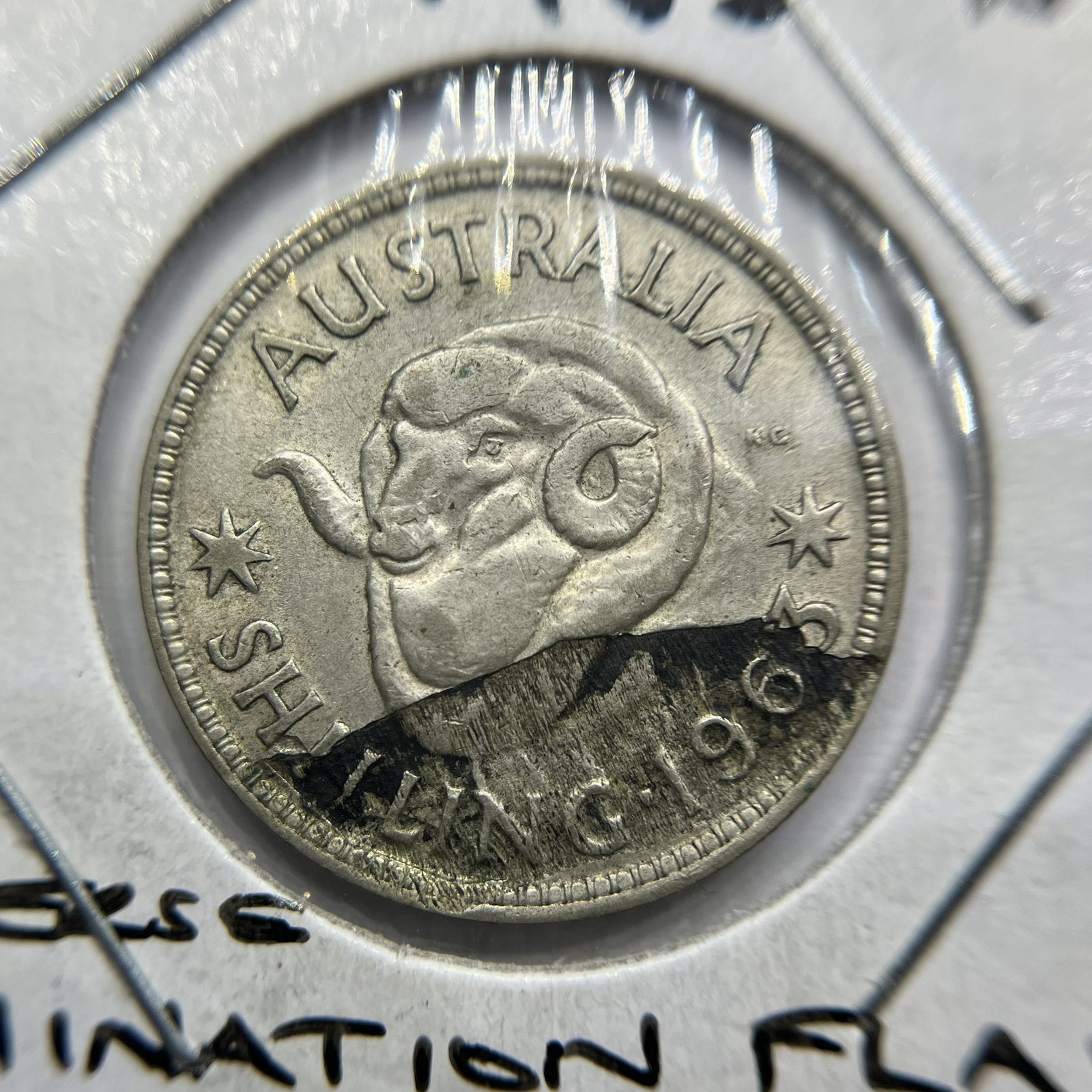 1963 Shilling Error Coin - Major Lamination Flaw Peeling - Scarce Elizabeth II